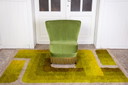 Vintage cocktail fauteuil met franjes groen