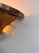 2X Art Deco hoeklamp, koper en glas, Frankrijk 1930