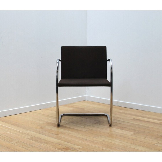 Image 1 of Vintage Brno2 bureaustoel in chroom metaal en bruine stof van Ludwig Van Der Rohe voor Knoll