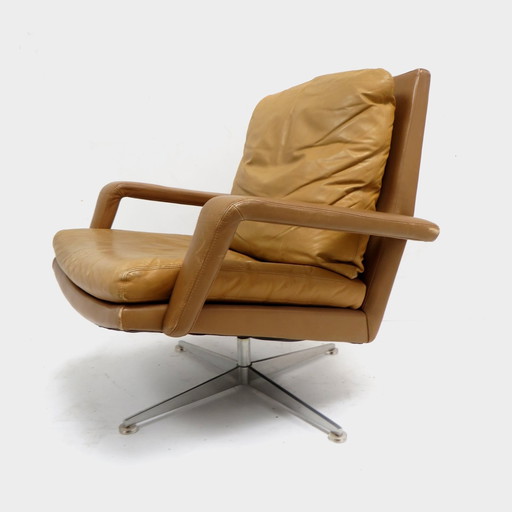 Vintage Mid Century Leren Draaifauteuil, 1960S