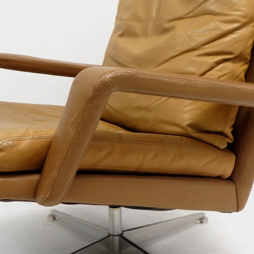 Vintage Mid Century Leren Draaifauteuil, 1960S