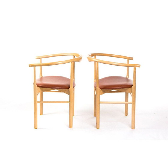 Image 1 of Vintage set van 2 stoelen in licht beukenhout