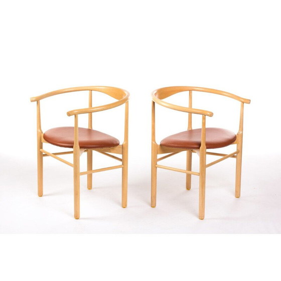 Image 1 of Vintage set van 2 stoelen in licht beukenhout