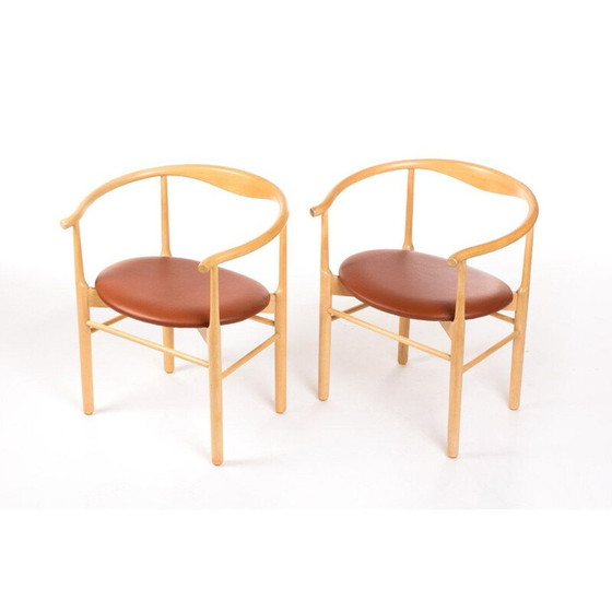 Image 1 of Vintage set van 2 stoelen in licht beukenhout