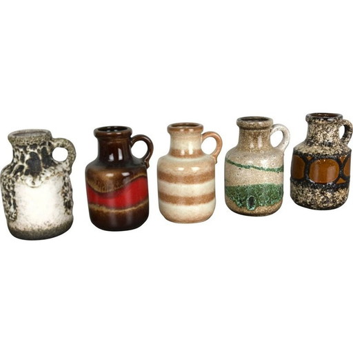 Set van 5 vintage aardewerk vazen door Scheurich, Duitsland 1970