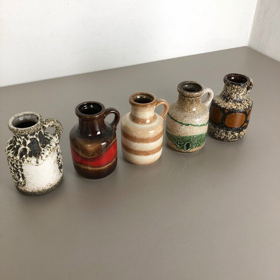 Image 1 of Set van 5 vintage aardewerk vazen door Scheurich, Duitsland 1970