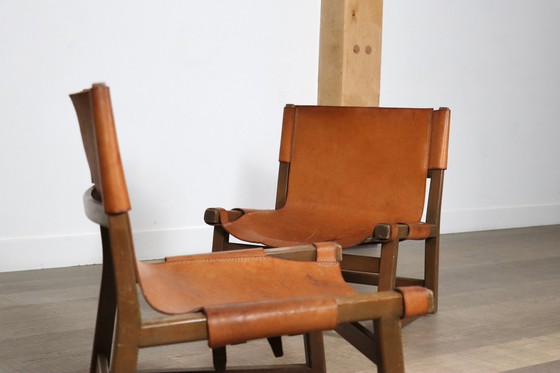 Image 1 of Paar Riaza stoelen in cognac leer van Paco Muñoz voor Darro Gallery, Spanje, jaren 1960