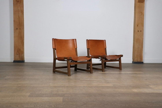 Image 1 of Paar Riaza stoelen in cognac leer van Paco Muñoz voor Darro Gallery, Spanje, jaren 1960