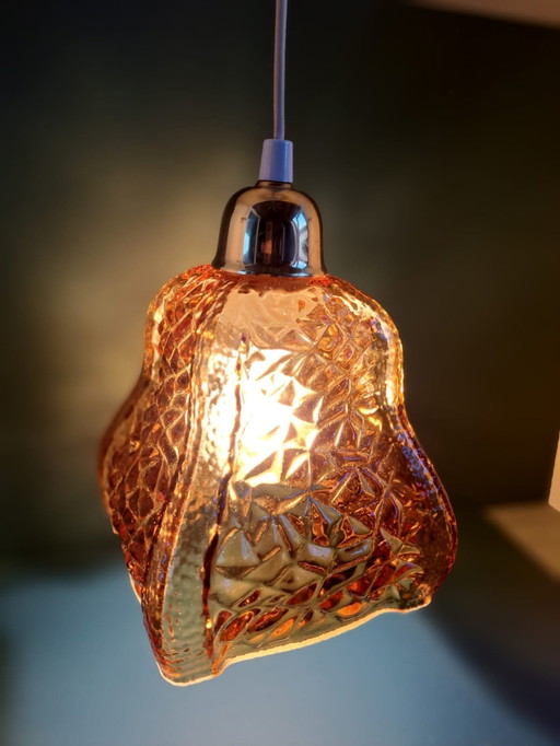 Vintage Zweedse Hanglamp Amberglas