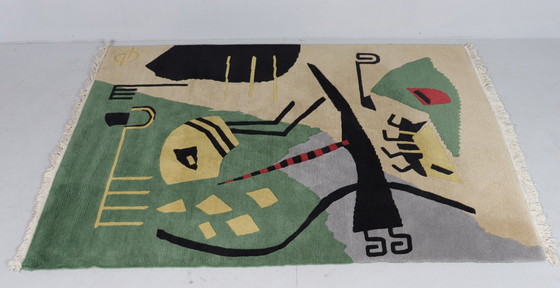 Image 1 of Kunstenaarstapijt in de stijl van Wassily Kandinsky, jaren 1980