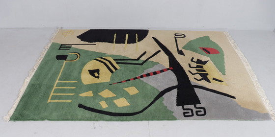 Image 1 of Kunstenaarstapijt in de stijl van Wassily Kandinsky, jaren 1980