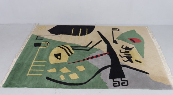 Image 1 of Kunstenaarstapijt in de stijl van Wassily Kandinsky, jaren 1980