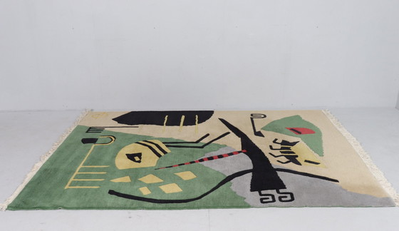 Image 1 of Kunstenaarstapijt in de stijl van Wassily Kandinsky, jaren 1980