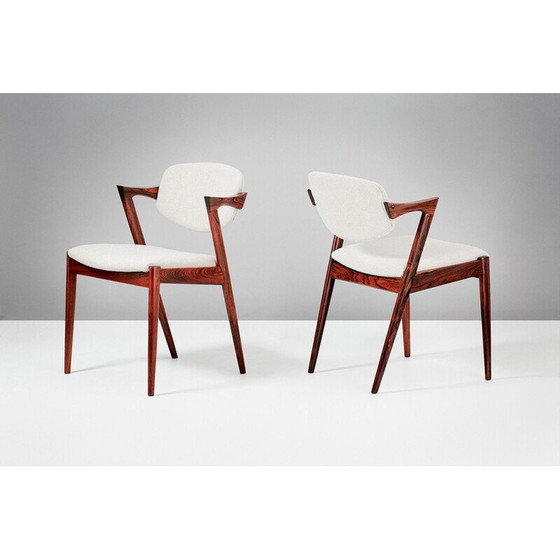 Image 1 of Set van 8 vintage Kai Kristiansen Rosewood Model 42 eetkamerstoelen, 1956