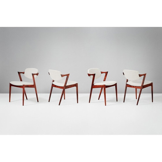 Image 1 of Set van 8 vintage Kai Kristiansen Rosewood Model 42 eetkamerstoelen, 1956