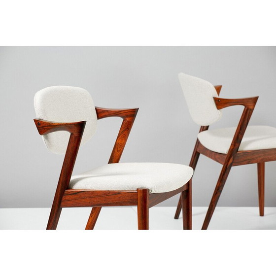 Image 1 of Set van 8 vintage Kai Kristiansen Rosewood Model 42 eetkamerstoelen, 1956