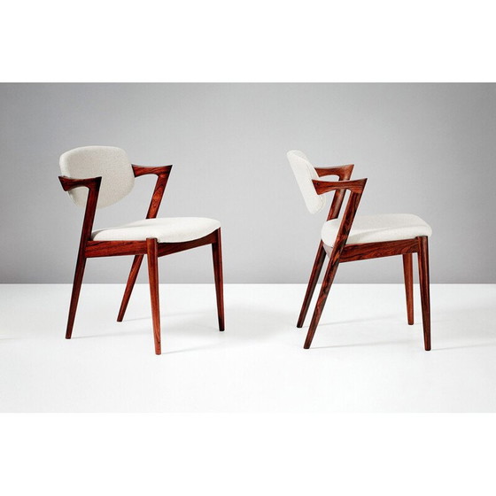 Image 1 of Set van 8 vintage Kai Kristiansen Rosewood Model 42 eetkamerstoelen, 1956