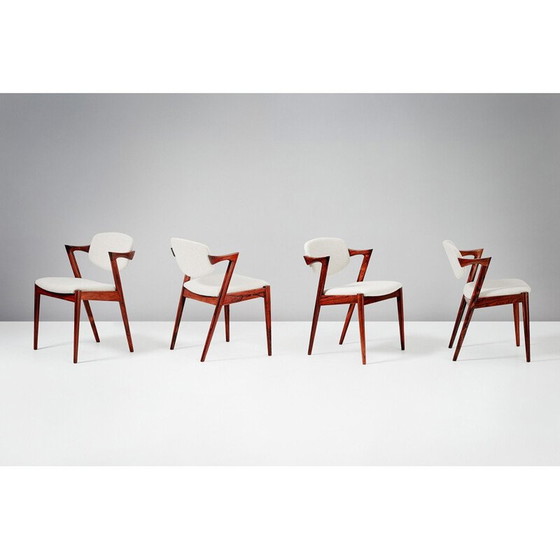 Image 1 of Set van 8 vintage Kai Kristiansen Rosewood Model 42 eetkamerstoelen, 1956