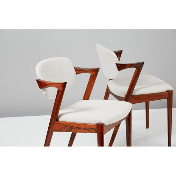 Image 1 of Set van 8 vintage Kai Kristiansen Rosewood Model 42 eetkamerstoelen, 1956