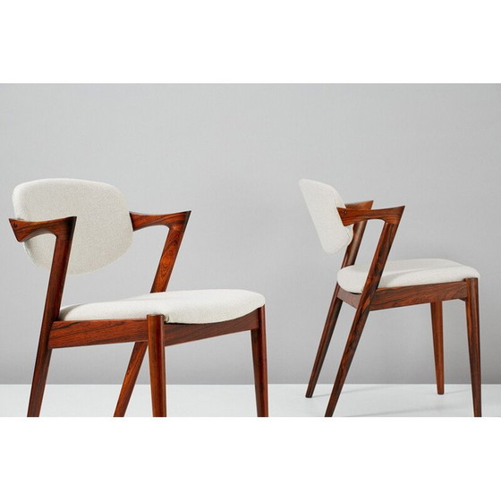 Image 1 of Set van 8 vintage Kai Kristiansen Rosewood Model 42 eetkamerstoelen, 1956