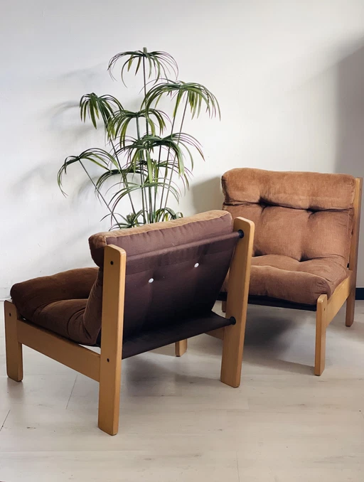 Vintage seventies lounge fauteuiltjes in rib