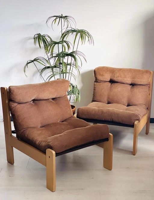 Vintage seventies lounge fauteuiltjes in rib