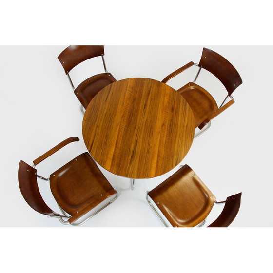 Image 1 of Vintage Bauhaus buisvormige stalen en houten eethoek door Mart Stam, Tsjecho-Slowakije 1930