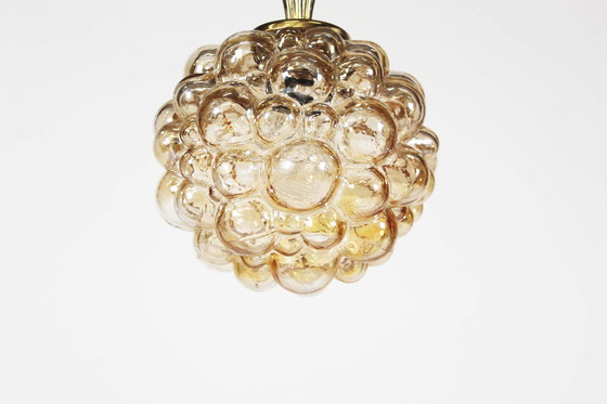 Image 1 of 1x Grote amber bubbelglas hanglamp van Glashutte Limburg