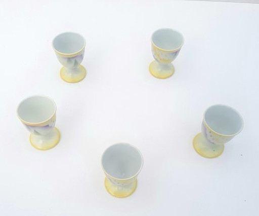 Art Deco Ei-servies met 5 kopjes, set van 6