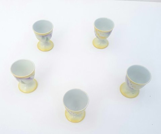 Image 1 of Art Deco Ei-servies met 5 kopjes, set van 6