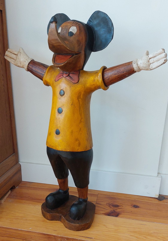 Image 1 of Vintage houtgesneden Mickey Mouse