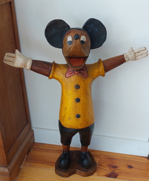 Vintage houtgesneden Mickey Mouse