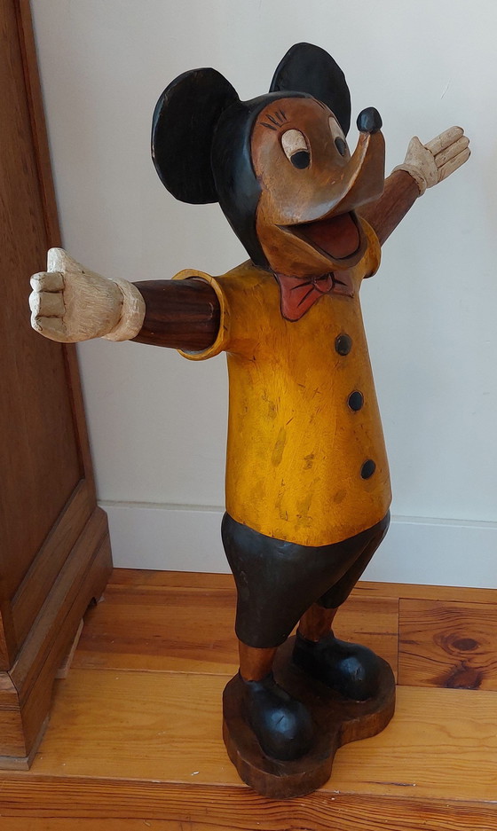 Image 1 of Vintage houtgesneden Mickey Mouse