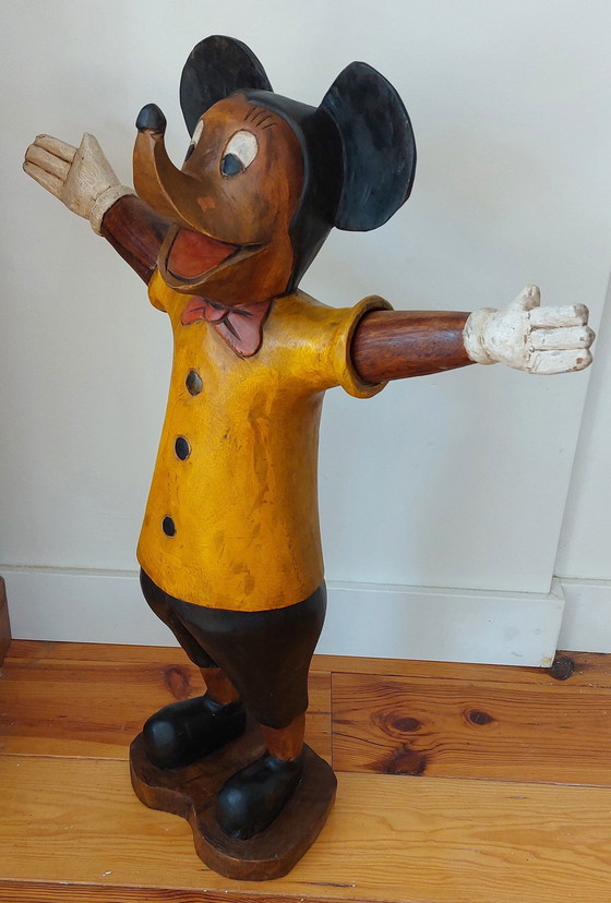 Image 1 of Vintage houtgesneden Mickey Mouse