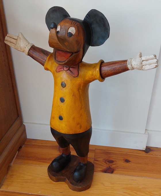 Image 1 of Vintage houtgesneden Mickey Mouse