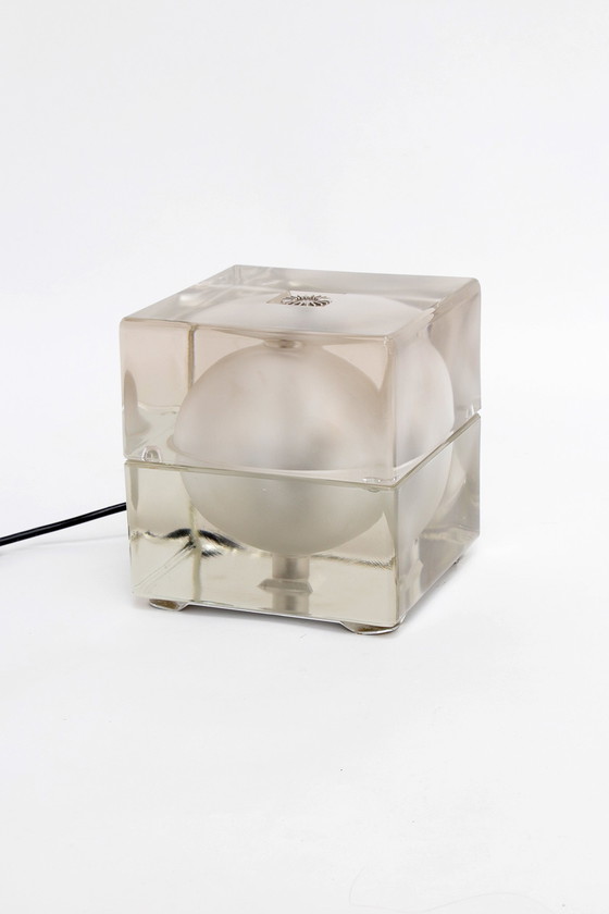 Image 1 of Alessandro Mendini “Cubosfera” Table Lamp Metal Crome Glass 1968 Italy