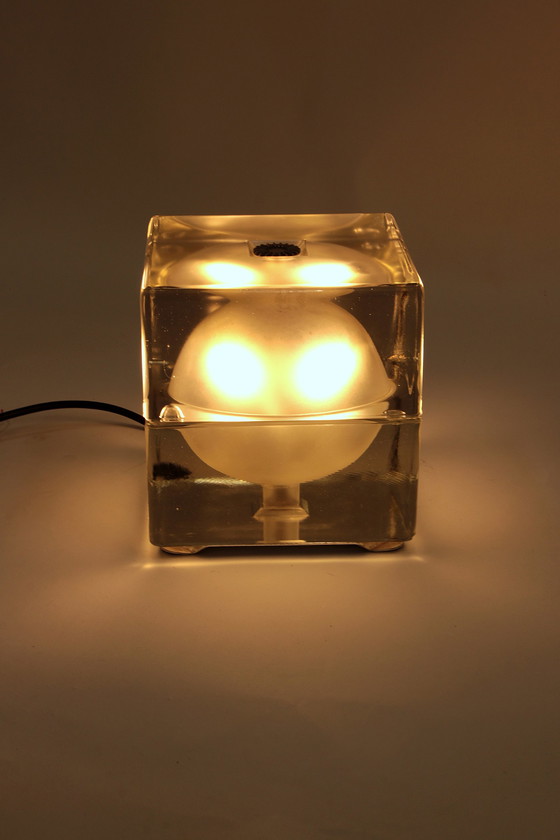 Image 1 of Alessandro Mendini “Cubosfera” Table Lamp Metal Crome Glass 1968 Italy