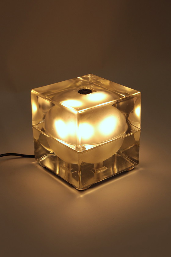 Image 1 of Alessandro Mendini “Cubosfera” Table Lamp Metal Crome Glass 1968 Italy