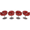Set van 4 vintage Tulipe fauteuils in massief metaal en hout door Pierre Paulin voor Artifort, Nederland 1980