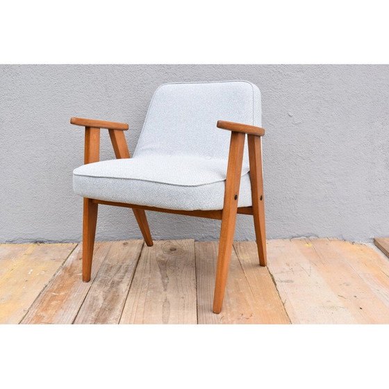 Image 1 of Vintage lichtblauwe fauteuil van Józef Chierowski voor lDolnoslaska Swiebodzice, Polen 1960