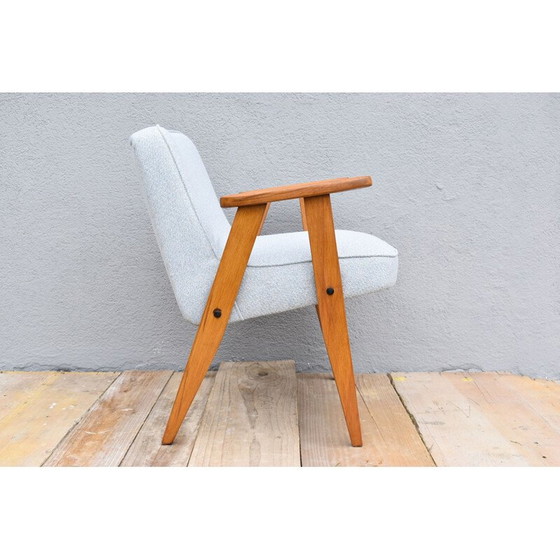 Image 1 of Vintage lichtblauwe fauteuil van Józef Chierowski voor lDolnoslaska Swiebodzice, Polen 1960