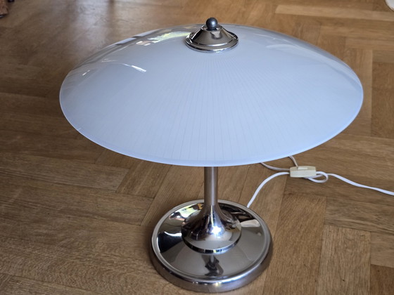 Image 1 of Grote Jaren 50 Lamp Met Glazen Kap