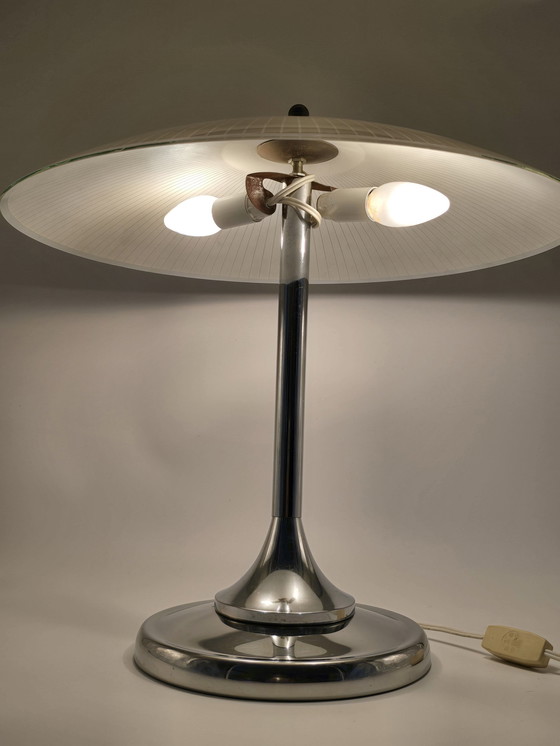 Image 1 of Grote Jaren 50 Lamp Met Glazen Kap