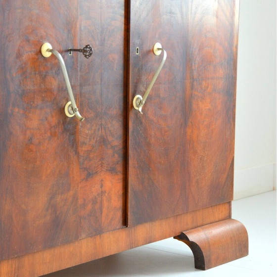 Image 1 of Vintage Art Deco walnoot en eiken dressoir met 2 deuren, 1930