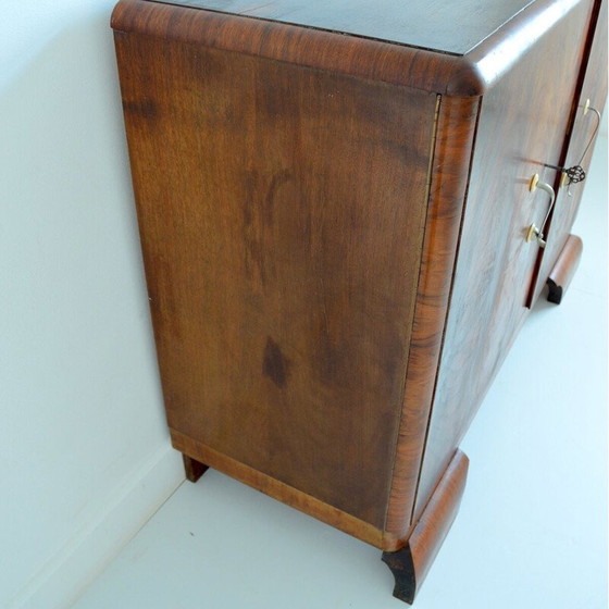 Image 1 of Vintage Art Deco walnoot en eiken dressoir met 2 deuren, 1930