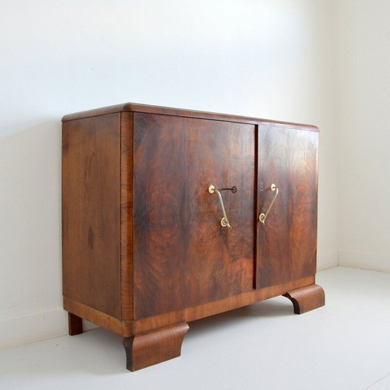 Image 1 of Vintage Art Deco walnoot en eiken dressoir met 2 deuren, 1930