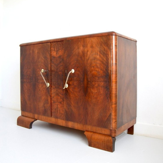 Image 1 of Vintage Art Deco walnoot en eiken dressoir met 2 deuren, 1930