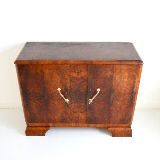 Image 1 of Vintage Art Deco walnoot en eiken dressoir met 2 deuren, 1930