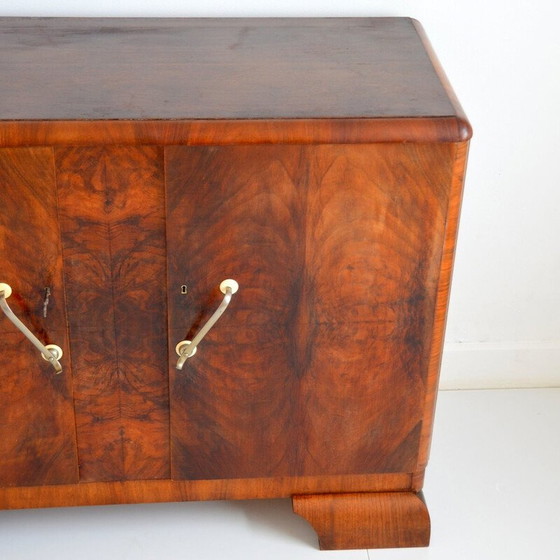 Image 1 of Vintage Art Deco walnoot en eiken dressoir met 2 deuren, 1930