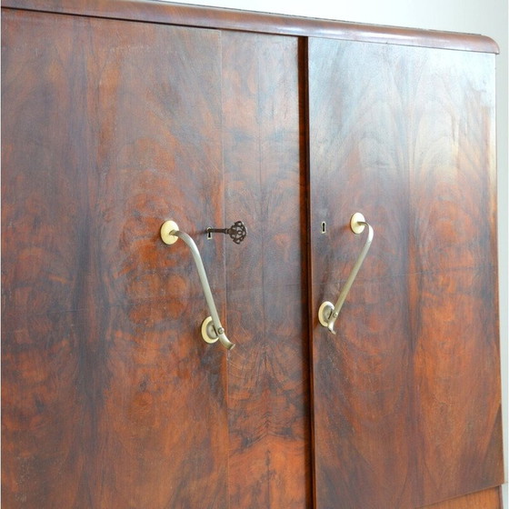 Image 1 of Vintage Art Deco walnoot en eiken dressoir met 2 deuren, 1930